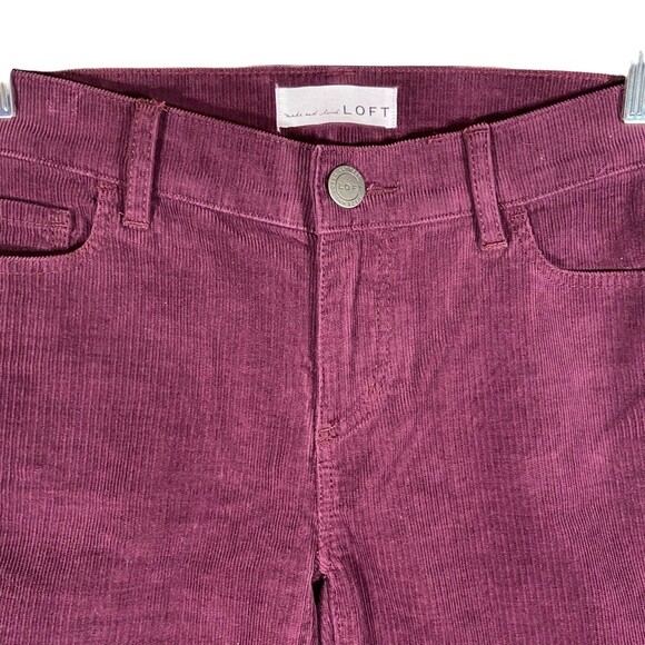 LOFT Made and Love Corduroy Pants Women 24P Modern Straight Burgundy Jeans Slack - Picture 7 of 11